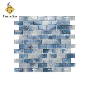 Unique Design Gradient Blue Starry Sky Glass Mosaic Bathroom Silver Decorative Wall Tiles