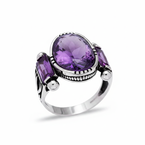 Oval Shape Amethyst Gemstone Sword Design Authentic <b>Men</b> <b>Ring</b> Turkish Wholesale Handmade 925 Sterling <b>Silver</b> for <b>Men</b> - Product Image 2