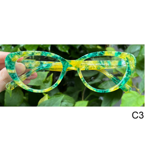 Phụ Nữ Của Phong Cách Mèo Hình Dạng Mắt Đầy Đủ Rim Acetate Kính Quang Học Kính Khung Đầy Màu Sắc Hoa Mô Hình Màu Hồng Màu Xanh Lá Cây Trang Trí - Product Image 2