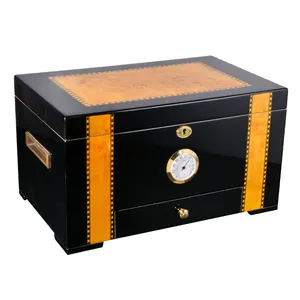 Volenx design nero prezzo a buon mercato di legno humidor personalizzato di modo di legno di cedro cigar box