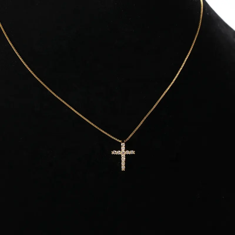 wholesale jewelry diamond stainless steel chain jewelry cross gold necklace for women