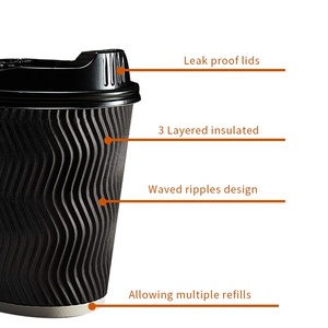 Wholesale Bulk Double Wall Ripple Wall Cup Printed Disposable <b>Paper</b> Coffee Cups with <b>Patterns</b> and Designs logo - Product Image 3