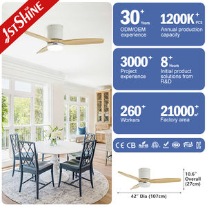 1stshine LED ventilador de techo flujo de aire cómodo madera maciza 3 colores iluminación ventilador de techo con control remoto - Product Image 3