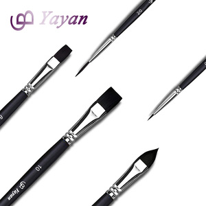 Ensemble de pinceaux de peinture d'artiste synthétiques noirs pour aquarelle, peinture d'art à l'huile acrylique, 12 pièces, nouveaux produits - Product Image 3