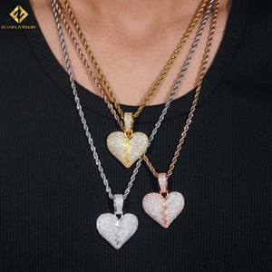 จี้รูปหัวใจประดับเพชรโมอิสซาไนต์ สไตล์ฮิปฮอป เครื่องประดับชั้นดี ดีไซน์โดดเด่นและเก๋ไก๋ - Product Image 6