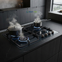 Table de cuisson à gaz encastrable 4 brûleurs en verre de 23 pouces, fabrication directe usine, pour usage domestique et hôtelier