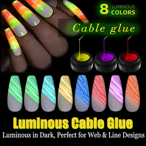 Gel UV/LED fluorescente de 8 colores para <span class=keywords><strong>uñas</strong></span>, efecto telaraña, que brilla <span class=keywords><strong>en</strong></span> la oscuridad, para arte de <span class=keywords><strong>uñas</strong></span>, proveedor OEM, venta al por mayor - Product Image 1