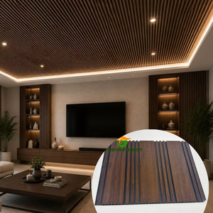 Panel de PVC Impermeable Azul Marino y Nogal Oscuro de Lujo Moderno, Estilo Chino, para Decoración de Paredes de Sala de Estar, Aislamiento Acústico para Toda <span class=keywords><strong>la</strong></span> Casa - Product Image 1