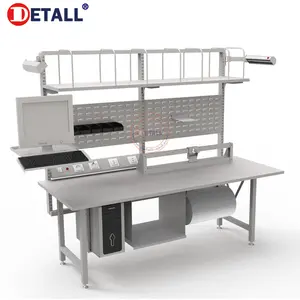 Detall paper cutter packaging table packing station with label printer stand