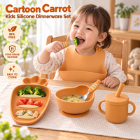 Ensemble repas pour tout-petits Carrot Design avec assiette et bol à ventouse, bavoir, fourchette et cuillère, tasse, vaisselle bébé sans BPA pour l'introduction des aliments solides