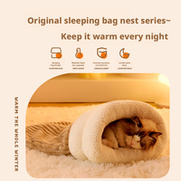 Lit pour chat et chien en velours côtelé moderne et chaud, pliable, fermé, portable, confortable, avec emballage en carton pour l'automne et l'hiver