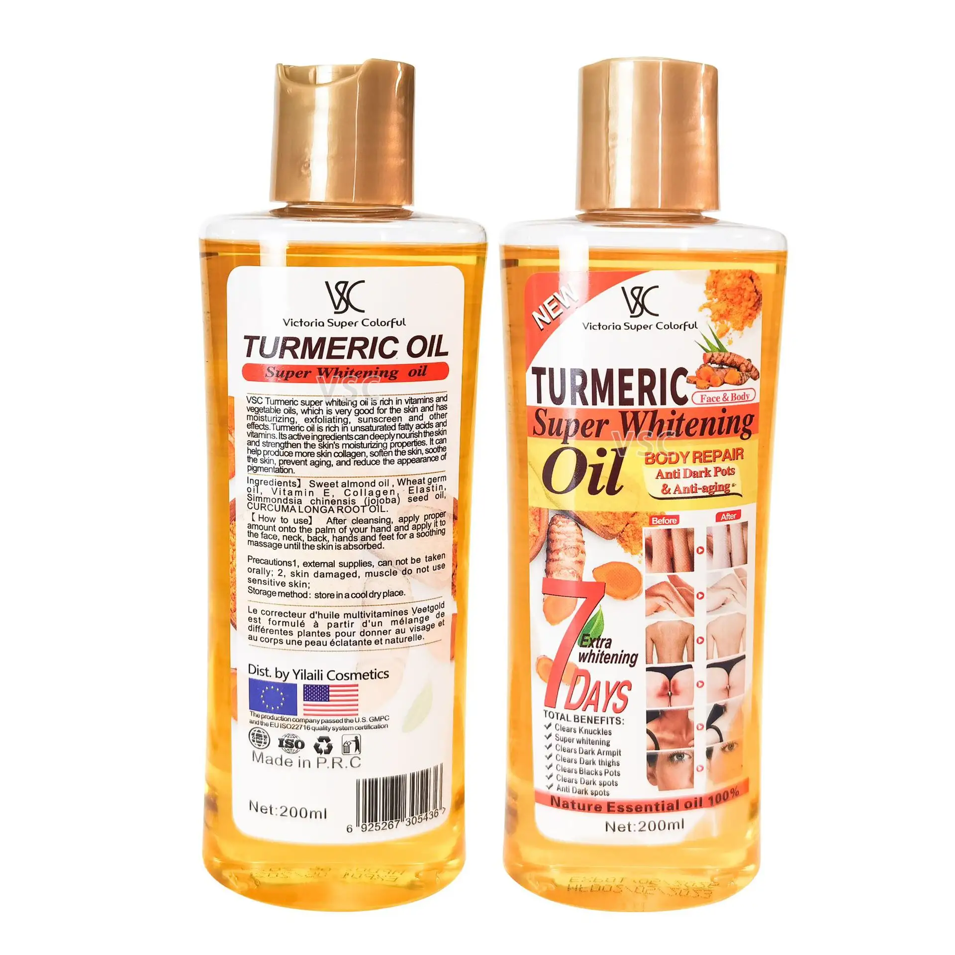 Olio curcuma viso e corpo idratante nutriente alleggerire punti corretti curcuma massaggio olio essenziale