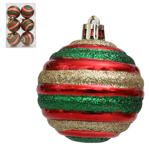 Ornement de Noël suspendu en plastique de haute qualité de 6 cm, nouveau modèle tendance, décorations circulaires rouges, vertes et dorées pour les fêtes - Product Image 4