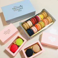 Boîte d'emballage pour macaron simple de haute qualité avec logo personnalisé, mini tiroirs à macarons mignons en 2 pièces, revêtement UV et gaufrage