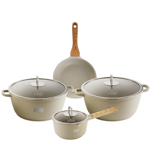 Winning Star Non-Stick Cookware <b>Set</b> 4 Pieces Beige Stewing Pan Frying <b>Set</b> - Product Image 5