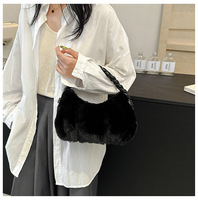 Sac Hobo en Fausse Fourrure pour Femme avec Fermeture Éclair, Motif Bonbons, Mini Sac à Bandoulière à Poignée Unique