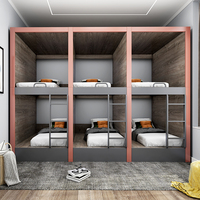 Lits superposés modernes en bois massif avec matelas pour la maison, l'école, l'hôtel ou le vaisseau spatial.