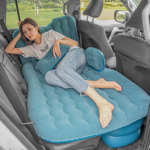 Matelas de voiture gonflable en PVC floqué, lit de voyage pour SUV et berline avec support de tête, bleu - Product Image 2