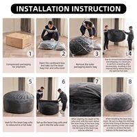 Fotografía círculo ponderado espuma de memoria enorme 5 pies Bean Bag Lounge fabricante 2025 venta al por mayor comprimido vacío perezoso sofá Beanbag
