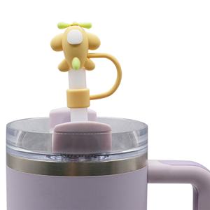 Bouchons de paille créatifs en plastique souple, design 3D mignon de dessin animé, pour accessoires de bar et de boisson - Product Image 4