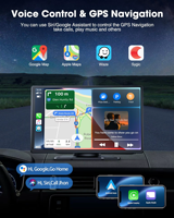 Pantalla táctil IPS portátil de 9 pulgadas Carplay Android Pantalla automática GPS Monitor de coche con parte delantera trasera 4K + 1080P 5G WiFi Control de voz