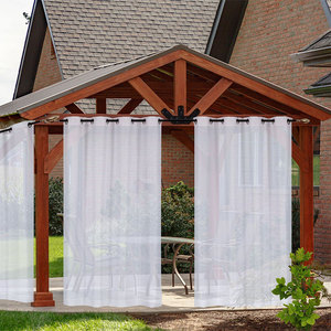 Amity Modern High Quality White Outdoor Terrace Decorative Waterproof Curtain Fabric Transparent Curtain Sheer - Product Image 6