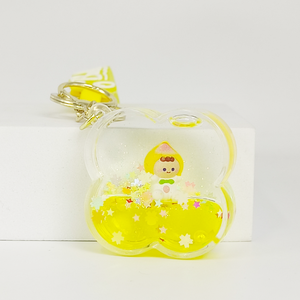 Llavero de acrílico flotante con diseño de dibujos animados de bebé durazno amarillo, con purpurina líquida, para <span class=keywords><strong>mochila</strong></span>/bolso/coche, bonito - Product Image 2