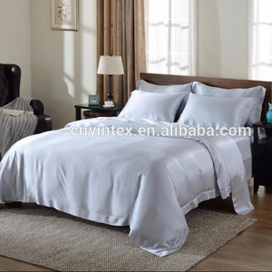 4 pièces 100% Mulberry Charmeuse <span class=keywords><strong>En</strong></span> Soie Ensemble de Draps Sans Soudure Profond pour Lit Queen - Product Image 3