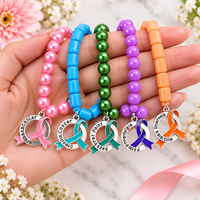 Bracelet Ruban de Sensibilisation aux Maladies : Cancer du Sein, Paralysie Cérébrale, Fibromyalgie, Maladie d'Alzheimer, Multiple Sclérose - Bijoux Ruban