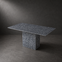 Table à manger en terrazzo gris foncé de luxe, design en blocs, moderne, pour hôtel, villa, salon, personnalisable, durable, imperméable