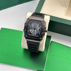 Luxury Skull Dial Skeleton Automatic Mechanical <b>Watch</b> Tonneau <b>Case</b> Sapphire Crystal Rubber Strap Sport Mens <b>Watch</b> - Product Image 4