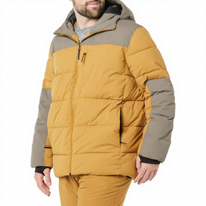 Veste matelassée à capuche pour homme, coupe-vent, style décontracté, avec empiècements colorés, fermeture éclair, rembourrage en polyester, coupe régulière - Product Image 1