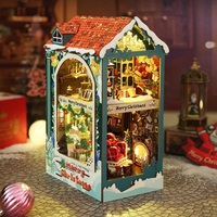 Kit de bricolage pour niche à livres cabane de Noël en gros, kit de maison miniature à monter soi-même, maison de poupée miniature avec éclairage LED décoratif