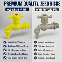 Robinet d'eau en PP jaune de Chine à poignée croisée, Robinet de puisage en plastique anti-corrosion pour l'irrigation, l'agriculture domestique et l'aquaculture, Vente en gros OEM