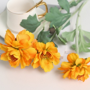 ดอกโบตั๋นประดิษฐ์หรูหราทำมือ 3 หัว ดอกชบา สำหรับตกแต่งห้องนั่งเล่น โต๊ะอาหาร ใช้เป็นพร็อพถ่ายภาพ - Product Image 4