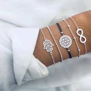 Fashion <b>Charm</b> <b>Bracelets</b> Set Women's Tibetan <b>Silver</b> Chain Link Geometric Design Gift Jewelry - Product Image 2