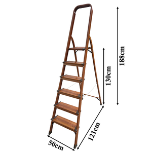 บันไดพับได้ทำจากอลูมิเนียมลายไม้สไตล์ญี่ปุ่นบันไดขั้นบันไดกว้าง6ขั้นพร้อมราวจับ - Product Image 5