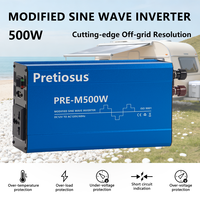 Pretiosus onduleur 500W convertisseur onduleur modifié onduleur à onde sinusoïdale onduleur DC12v à AC120v 60Hz avec ventilateur intelligent USB