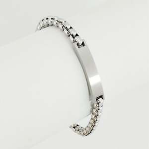 Bracelet d'identification en or pour homme, personnalisable, en acier inoxydable, avec plaque nominative gravée, bijou minimaliste, chaîne de poignet classique - Product Image 2