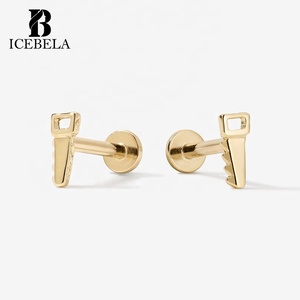 Boucles d'oreilles clous uniques et simples en argent <span class=keywords><strong>sterling</strong></span> S925 avec motif micro-<span class=keywords><strong>scie</strong></span> pour femme - Product Image 1