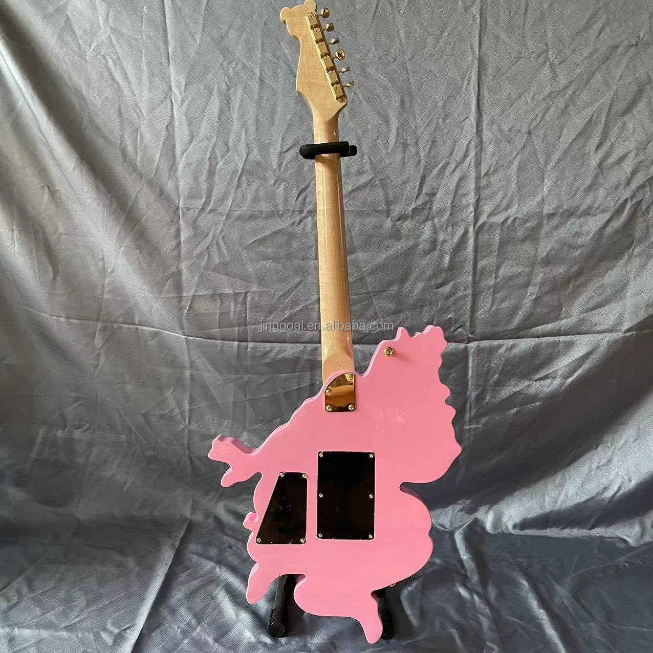 ピンク エレキギター ユニークデザインエレアコ カスタム美容ツインガールエレキギター不規則なボディ特殊形状ギター