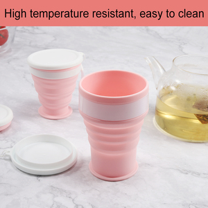 Gobelet de voyage pliable en silicone de qualité alimentaire sans BPA, tasse à café portable pliable avec couvercle, résistant à la chaleur, prix d'usine en gros - Product Image 1