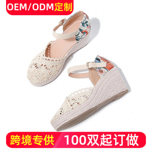 Sandalias de cuña Coco SILIYA con punta abierta, suela de paja transpirable y cierre de hebilla para mujer - Product Image 5
