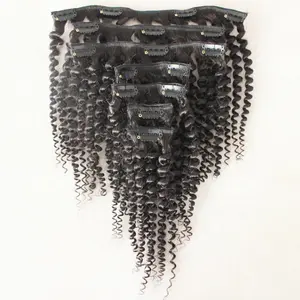 Double Drawn Deep Kinky Curly Clip In Human Hair Extensions