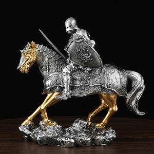 手塗り樹脂ブロンズローマ戦士像盾と槍ミニチュア置物カスタム戦士像 - Product Image 3