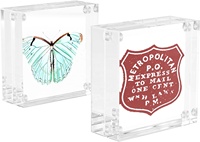Mini cadre photo magnétique double face en acrylique transparent personnalisable 2x2 pour décoration intérieure, petit bloc d'affichage de bureau, mariage