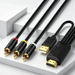 Câble HDMI vers RCA <span class=keywords><strong>AV</strong></span>, adaptateur vidéo audio composite HDMI vers 3RCA pour téléviseurs anciens, 1m/2m/3m/5m/10m - Product Image 1