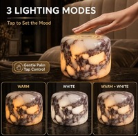 Lampe de table en marbre artisanal de luxe Telazzo, rechargeable par type C, commande tactile, sans fil, design cylindrique compact, décoration d'intérieur