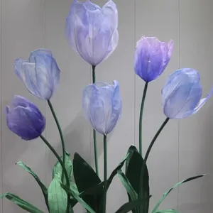 EG-WD27 handgemachte Hochzeit zu Hause Dekoration freistehende Papier Riesen Organza künstliche Tulpe Blumen für Schaufenster