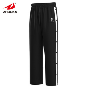 Pantalon de basketball <span class=keywords><strong>pour</strong></span> homme pleine longueur, à rayures blanches, style <span class=keywords><strong>hip</strong></span>-<span class=keywords><strong>hop</strong></span> de rue avec boutons latéraux, pantalons de survêtement et shorts de grande taille - Product Image 2
